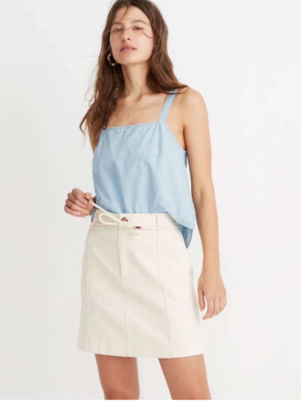 Madewell Capital A-Line Mini Skirt Cotton Twill Canvas Cloud Lining Cream 8